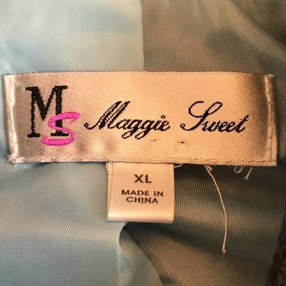 Vintage XL Maggie Sweet blazer blue art nouveau business casual blue black ombré - Picture 4 of 9